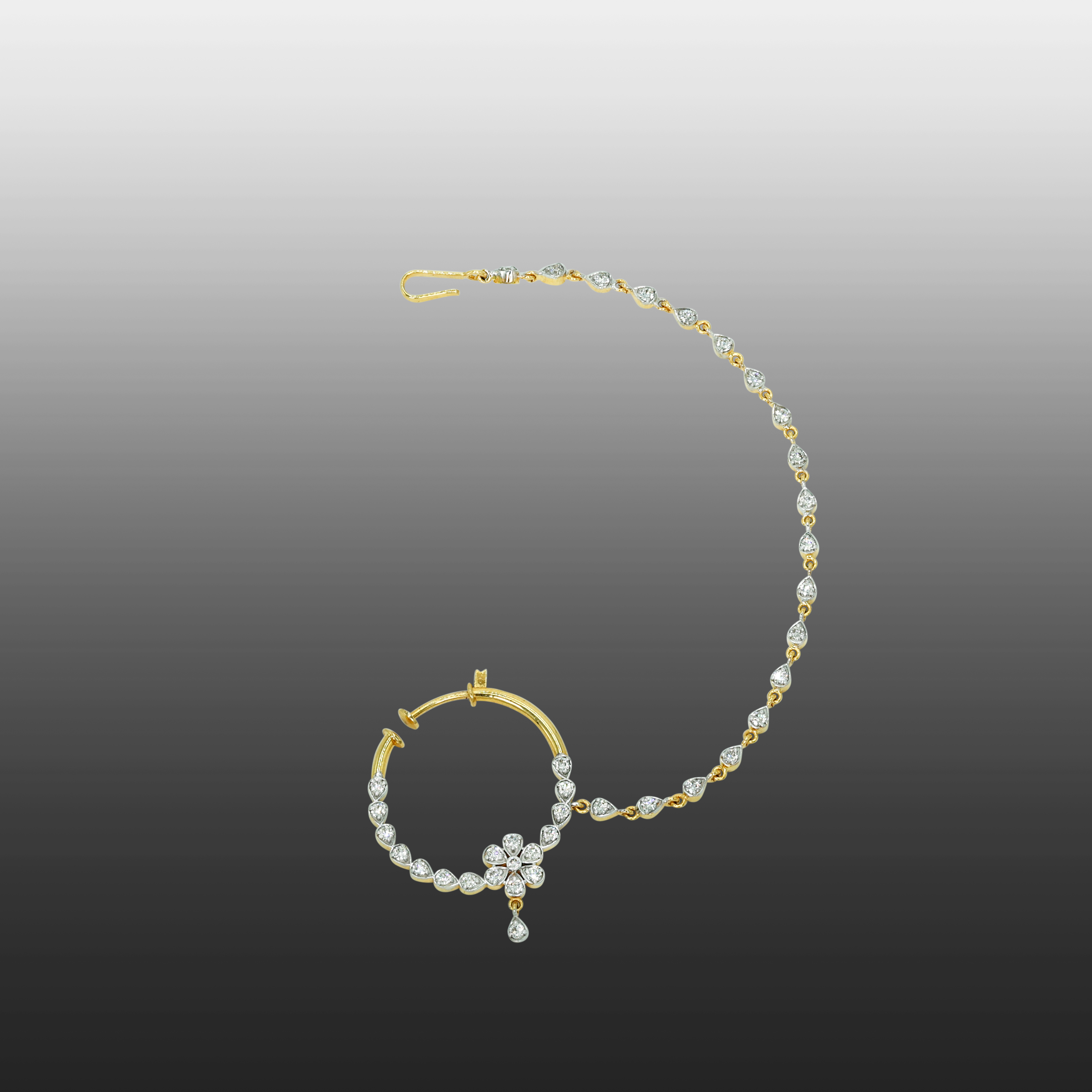 Floral Diamond Nath with Chain and Subtle Elegance